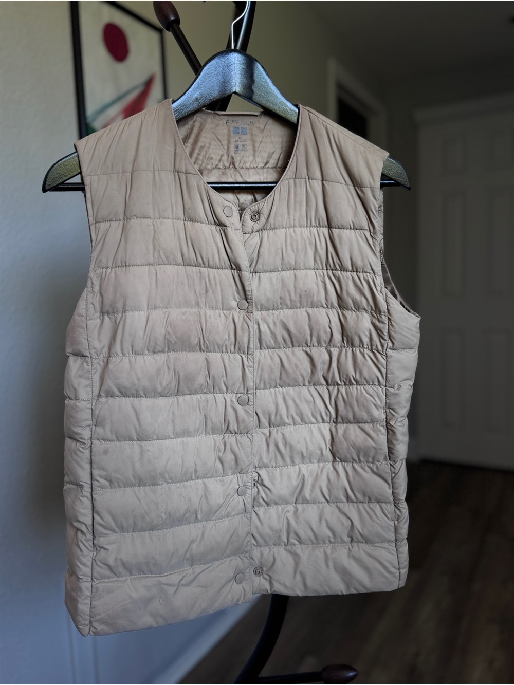 Uniqlo Tan Quilted Snap-Front Lightweight Vest